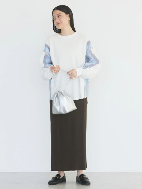  「ドッキングストライプワッフルプルオーバー」|Tシャツ・カットソー|