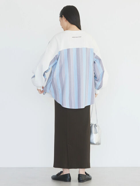  「ドッキングストライプワッフルプルオーバー」|Tシャツ・カットソー|