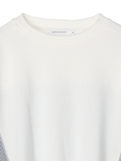  「ドッキングストライプワッフルプルオーバー」|Tシャツ・カットソー|