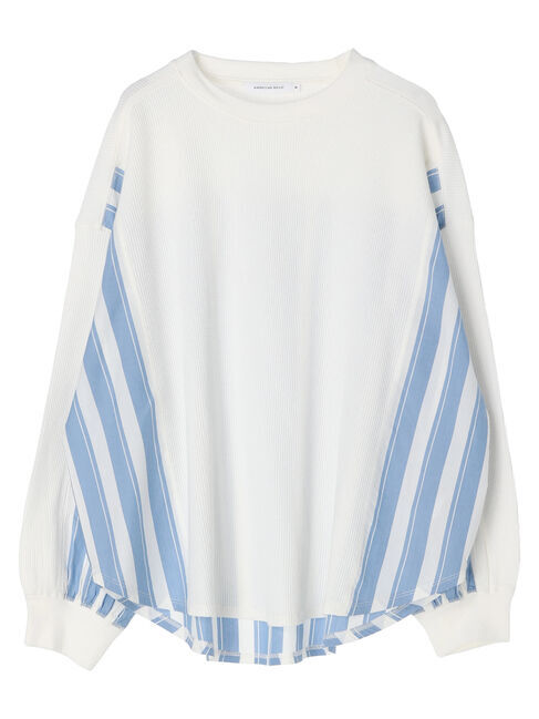  「ドッキングストライプワッフルプルオーバー」|Tシャツ・カットソー|