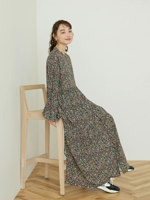  「Flowerティアードワンピース」|ワンピース|フラワーネイビー