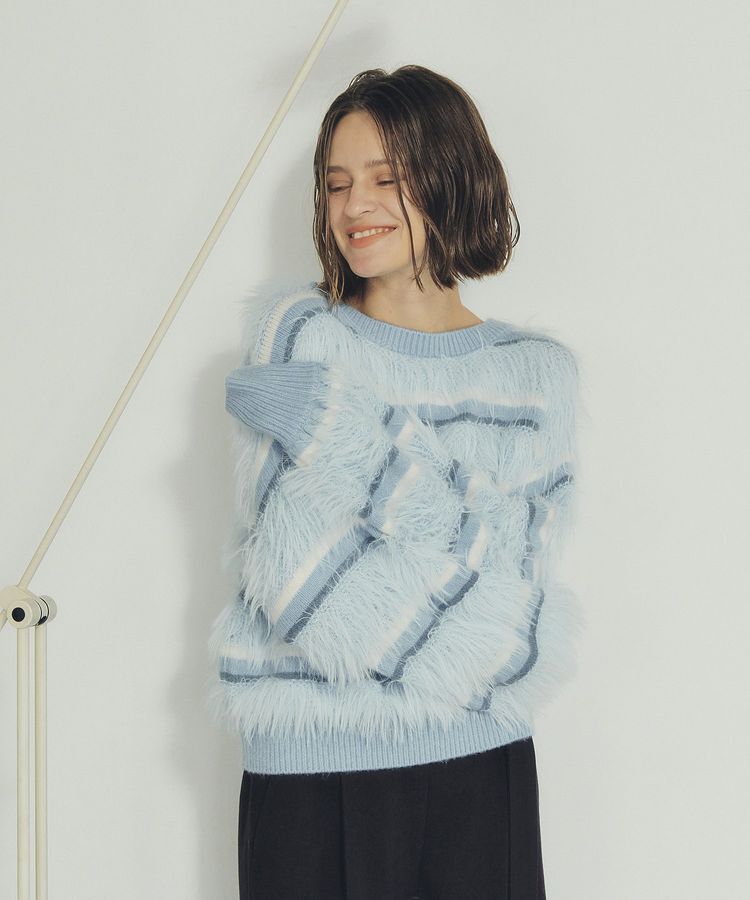 YECCA VECCA「フェザーマルチボーダーニット」|ニット・セーター|