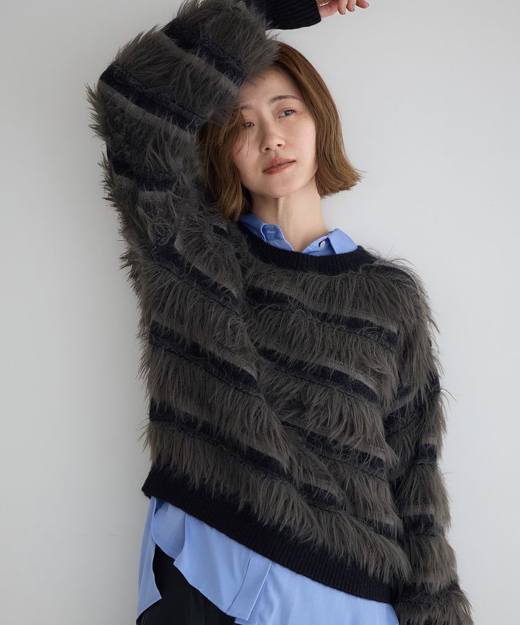 YECCA VECCA「フェザーマルチボーダーニット」|ニット・セーター|