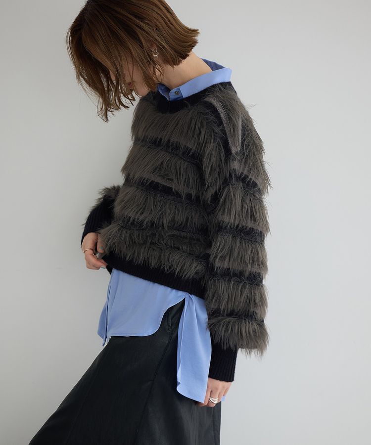 YECCA VECCA「フェザーマルチボーダーニット」|ニット・セーター|