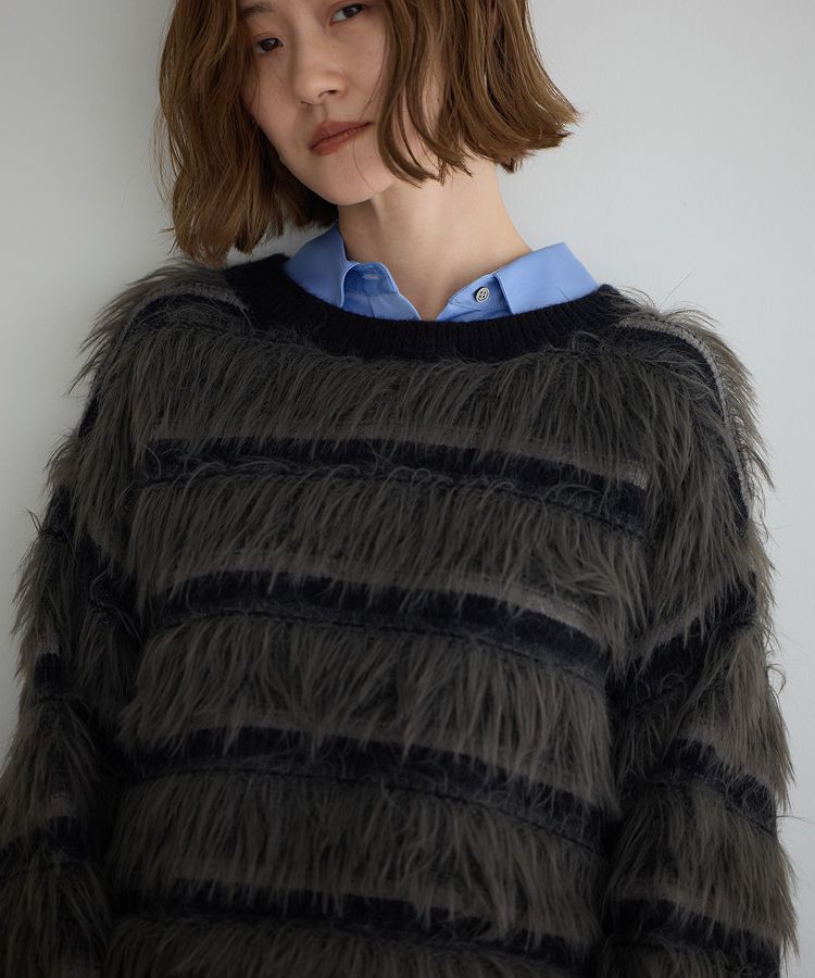 YECCA VECCA「フェザーマルチボーダーニット」|ニット・セーター|