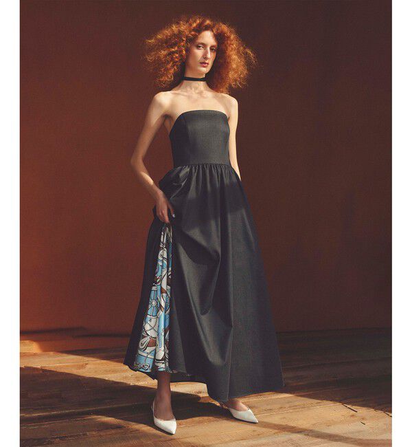 LOULOU WILLOUGHBY「【LOULOU WILLOUGHBY】シャンブレーベアワンピース」|ワンピース|ネイビー