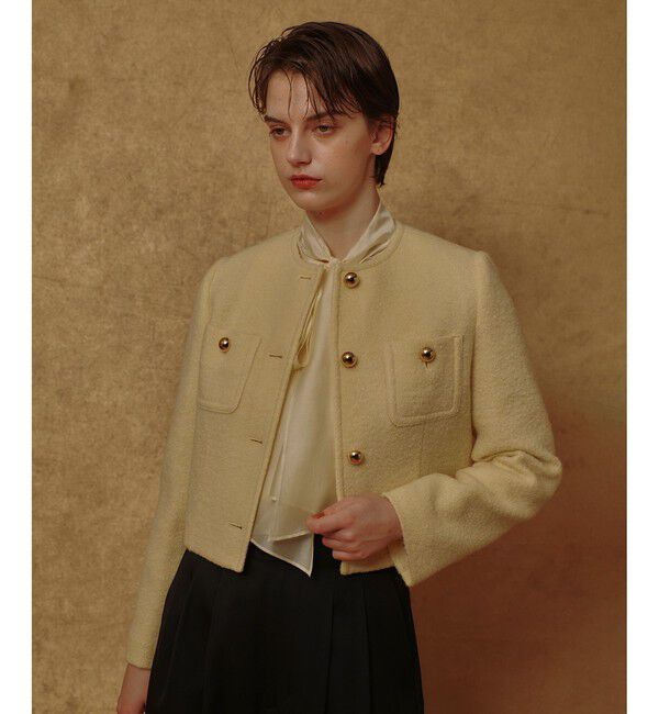 allureville「ブークレーノーカラージャケット」|ノーカラージャケット|イエロー