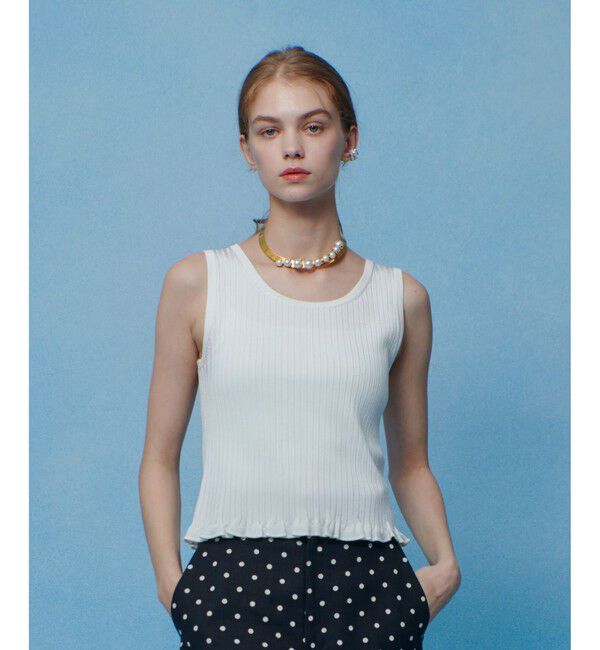 LOULOU WILLOUGHBY「【LOULOU WILLOUGHBY】ワイドリブヘムフリルタンク」|タンクトップ|