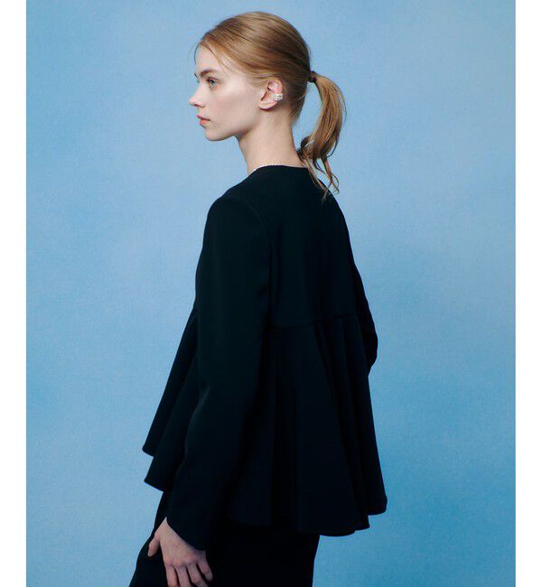 LOULOU WILLOUGHBY「【LOULOU WILLOUGHBY】ダブルクロスフレアペプラムジャケット」|ノーカラージャケット|