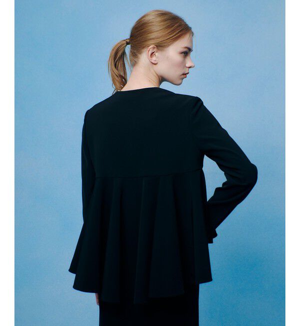 LOULOU WILLOUGHBY「【LOULOU WILLOUGHBY】ダブルクロスフレアペプラムジャケット」|ノーカラージャケット|