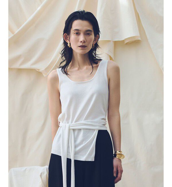allureville「【ATELIER Line】コットンシルクリネンタンクトップ」|ニット・セーター|オフホワイト