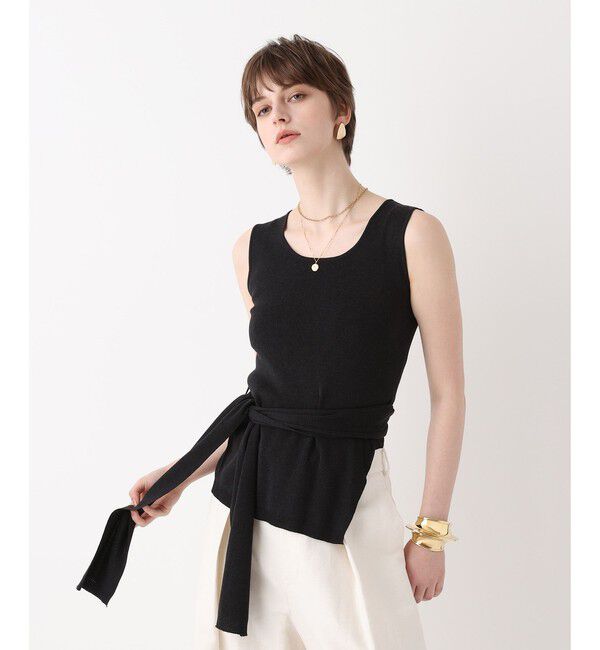 allureville「【ATELIER Line】コットンシルクリネンタンクトップ」|ニット・セーター|チャコールグレー