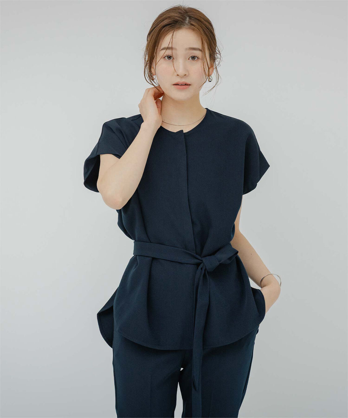 ur's「フレンチスリーブショルダータックノーカラーブラウス」|シャツ・ブラウス|