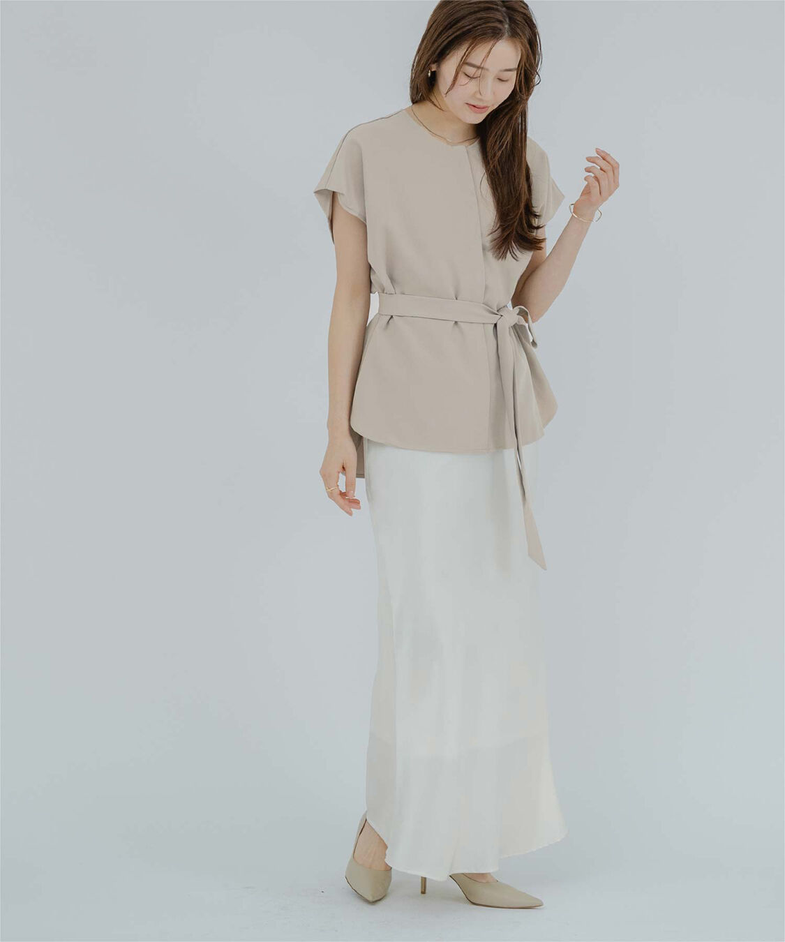 ur's「フレンチスリーブショルダータックノーカラーブラウス」|シャツ・ブラウス|