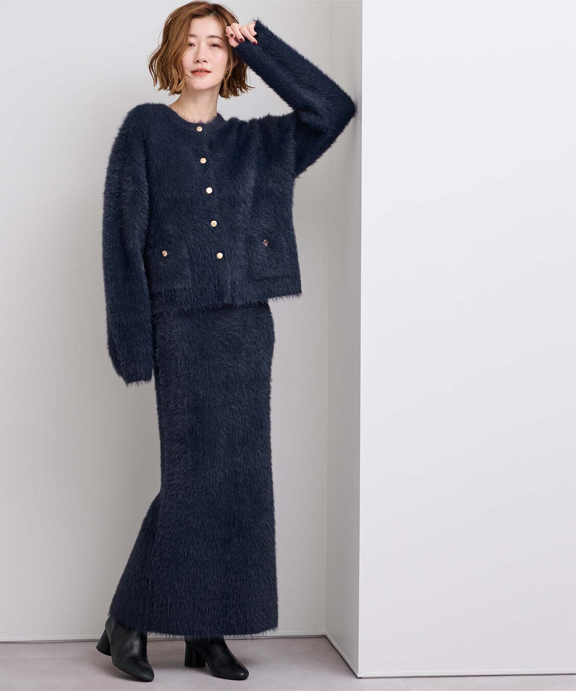 ur's「ゴールド釦シャギーニットカーディガン」|カーディガン|