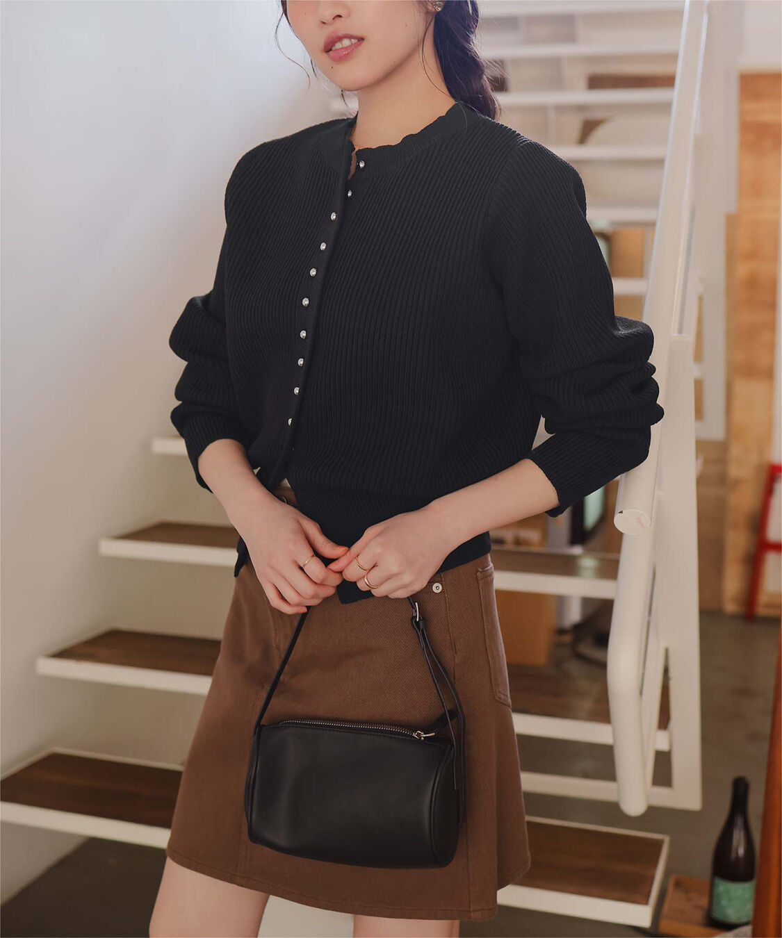 titivate「ミニシルバー釦デザインニットカーディガン」|ニット・セーター|