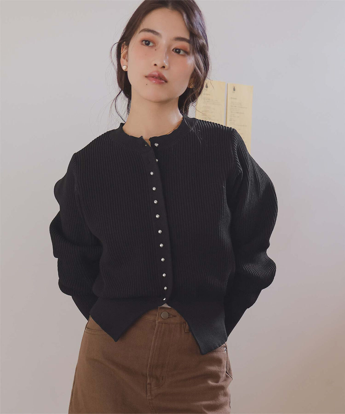 titivate「ミニシルバー釦デザインニットカーディガン」|ニット・セーター|