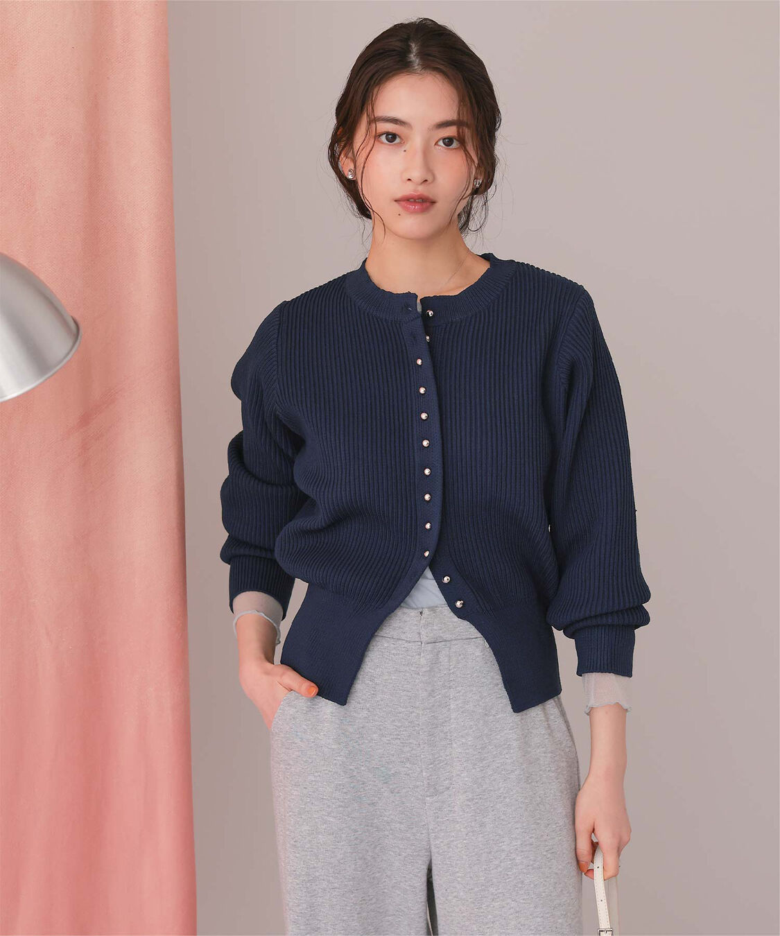 titivate「ミニシルバー釦デザインニットカーディガン」|ニット・セーター|