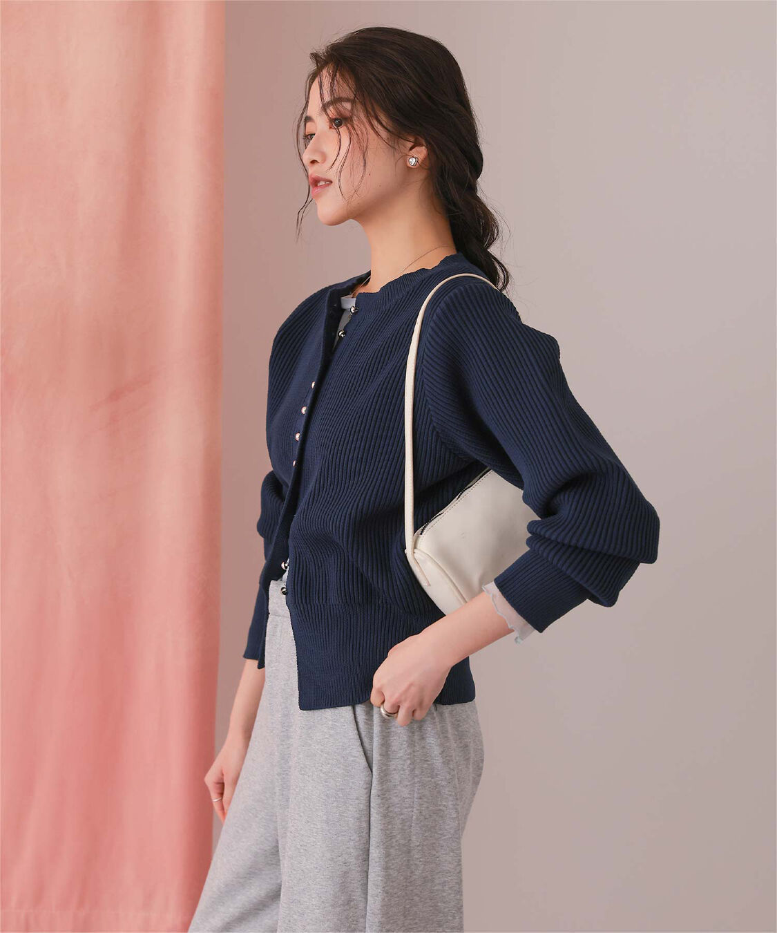 titivate「ミニシルバー釦デザインニットカーディガン」|ニット・セーター|
