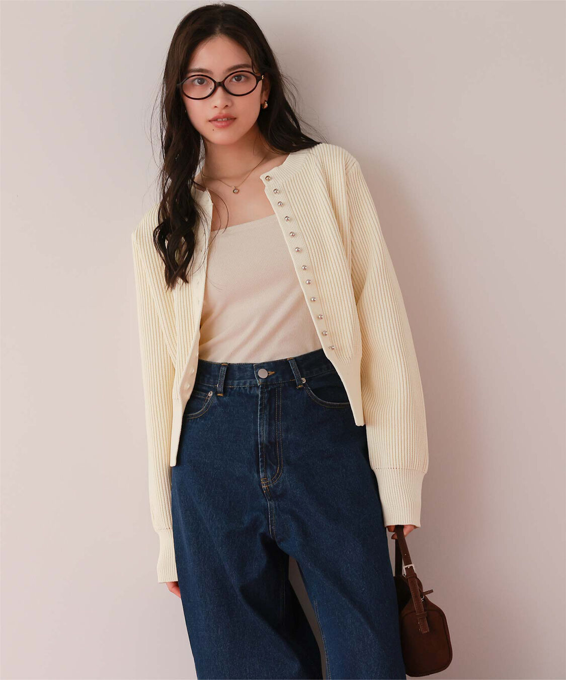 titivate「ミニシルバー釦デザインニットカーディガン」|ニット・セーター|