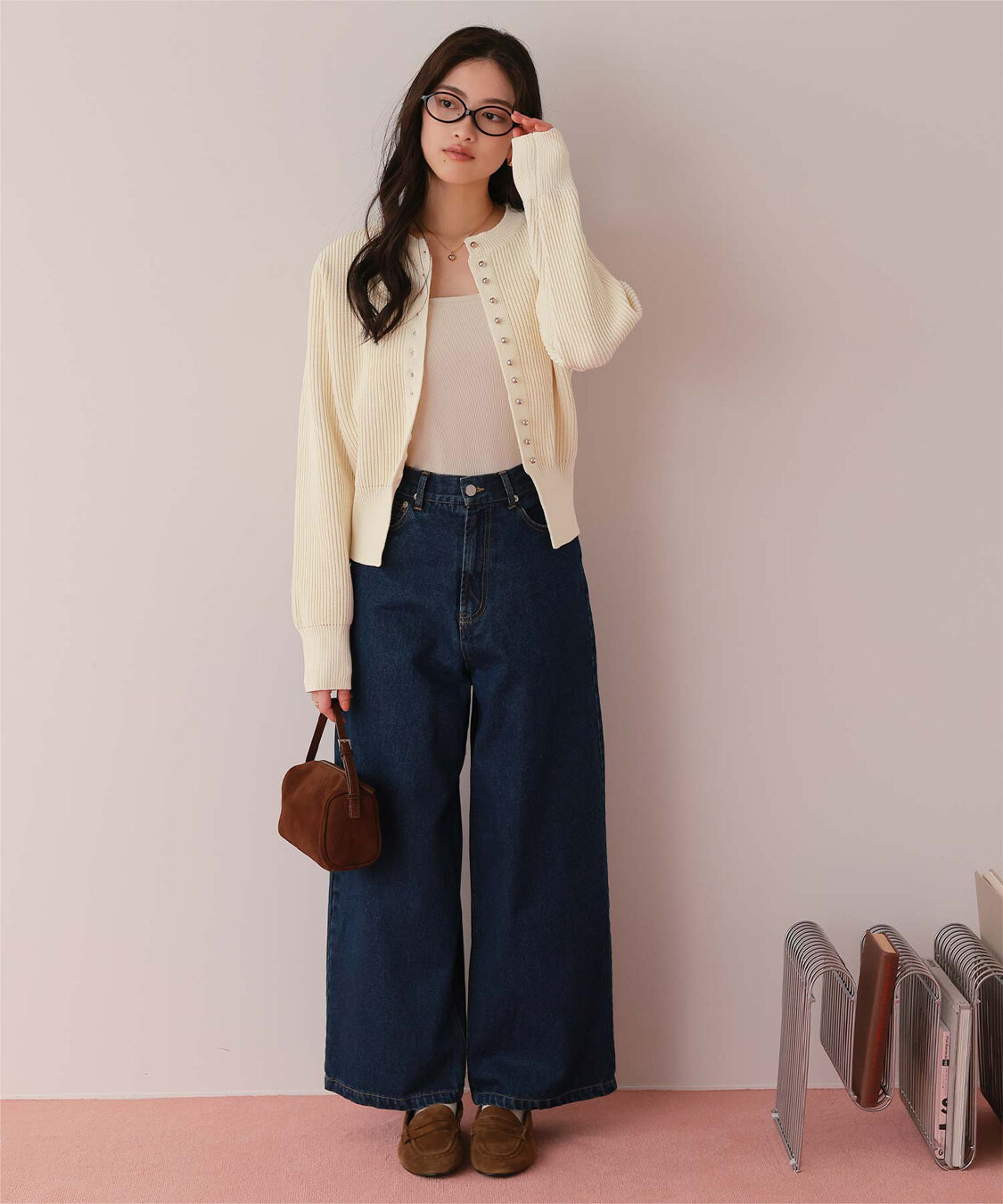 titivate「ミニシルバー釦デザインニットカーディガン」|ニット・セーター|