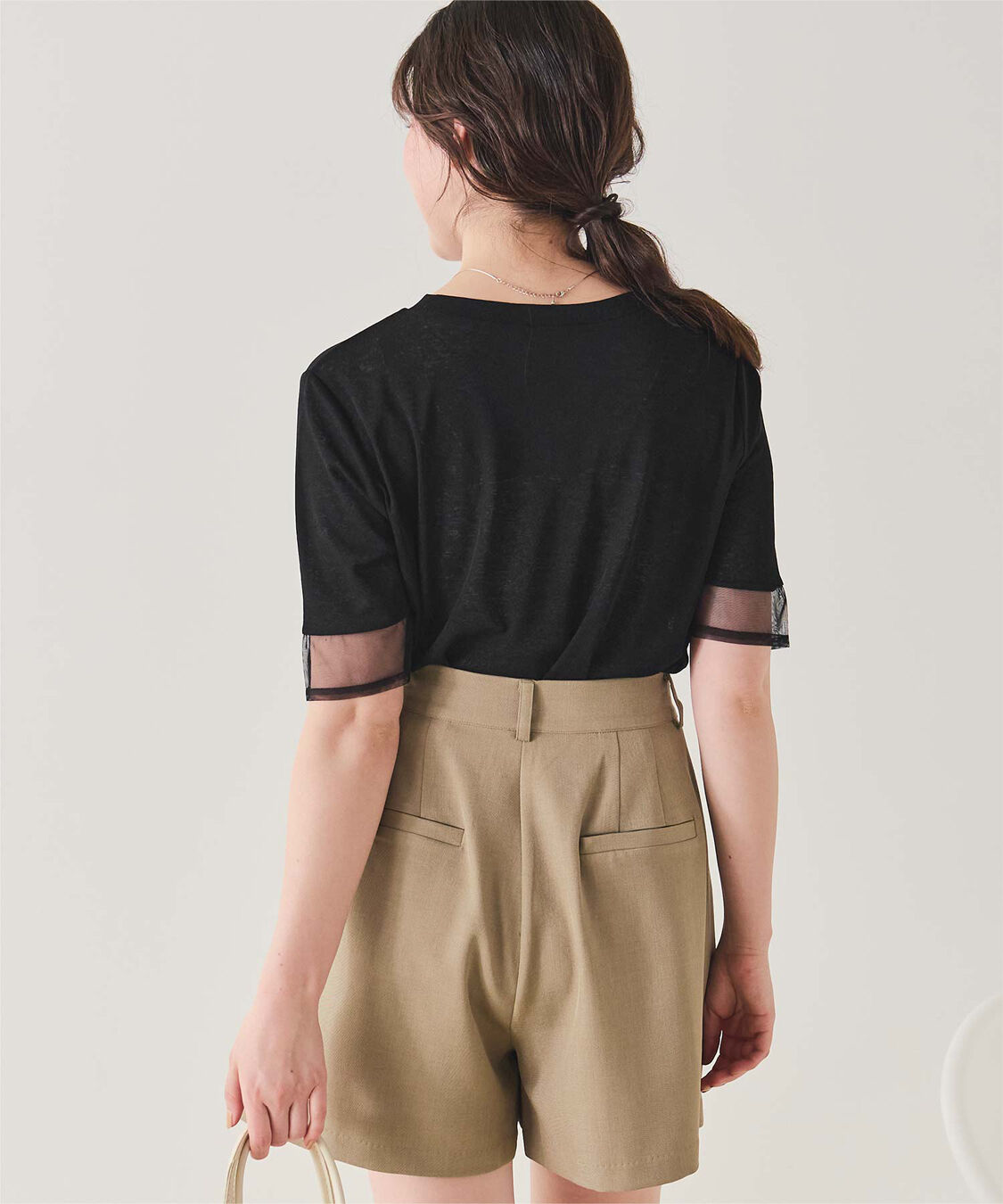 titivate「シアー切替ハーフスリーブカットソートップス」|Tシャツ・カットソー|