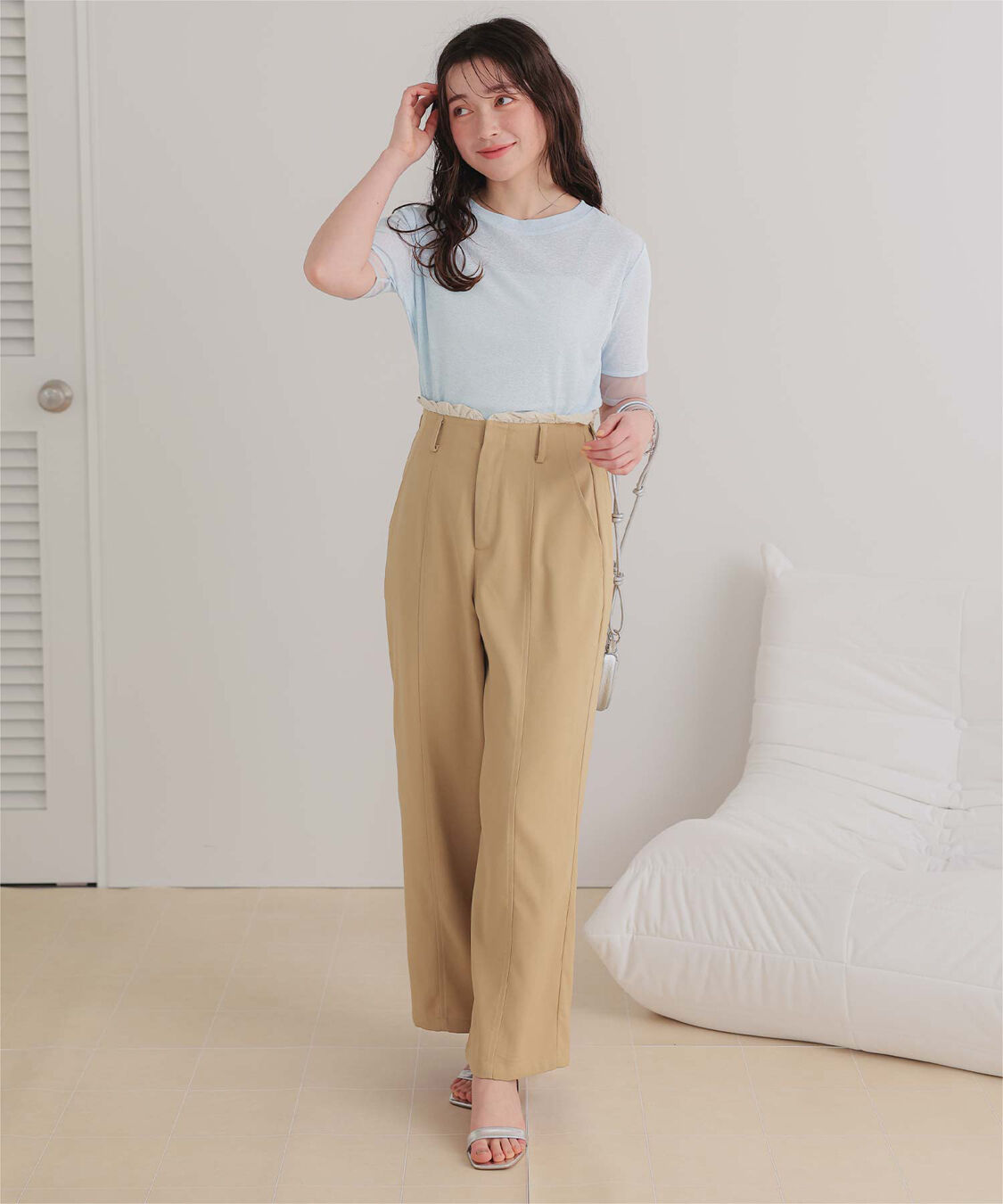 titivate「シアー切替ハーフスリーブカットソートップス」|Tシャツ・カットソー|