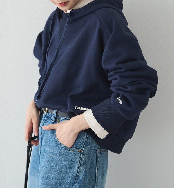  「裏起毛スウェットショートパーカー」|プルオーバー|ネイビー