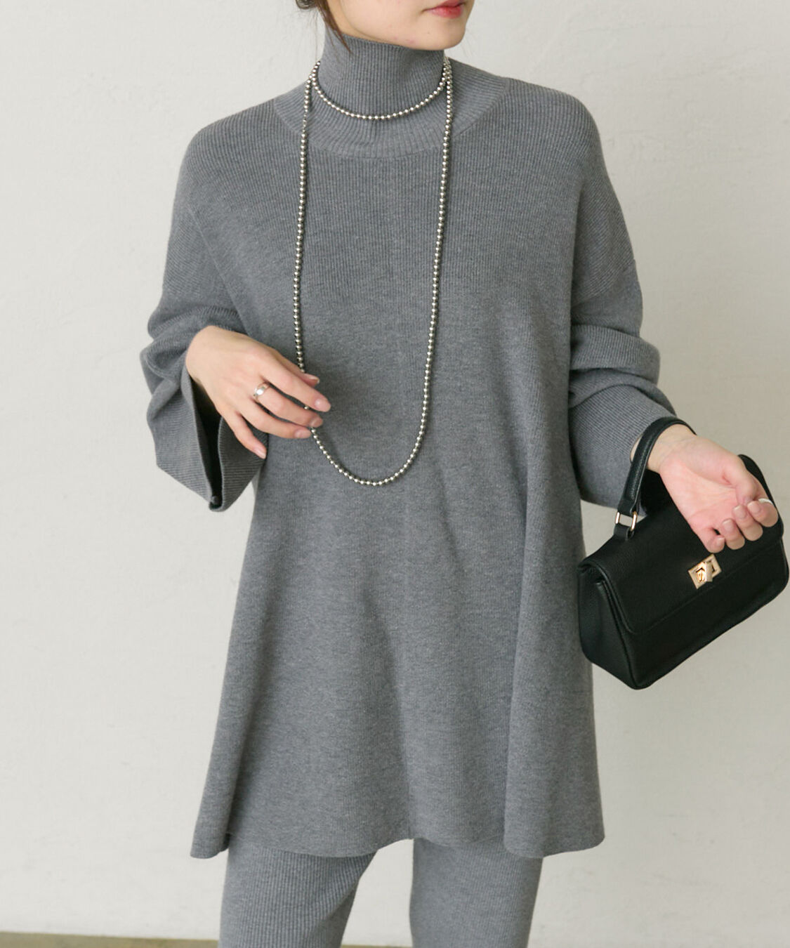  「【セットアップ対応】ハイネックフレアニットプルオーバー」|ニット・セーター|