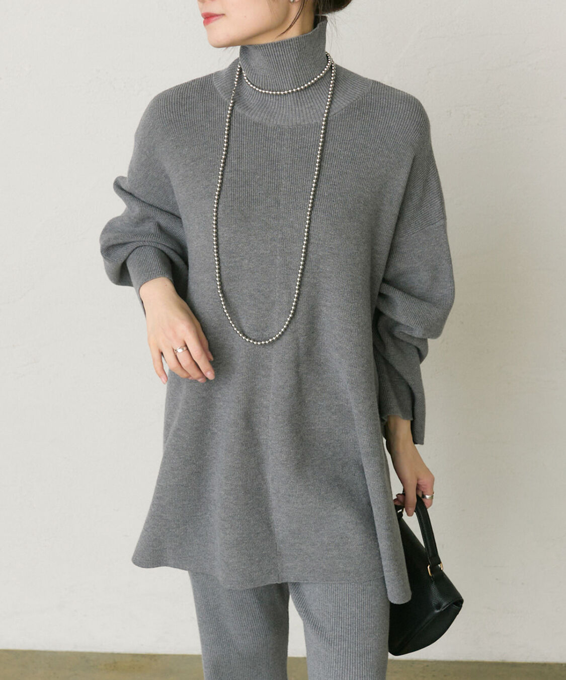  「【セットアップ対応】ハイネックフレアニットプルオーバー」|ニット・セーター|