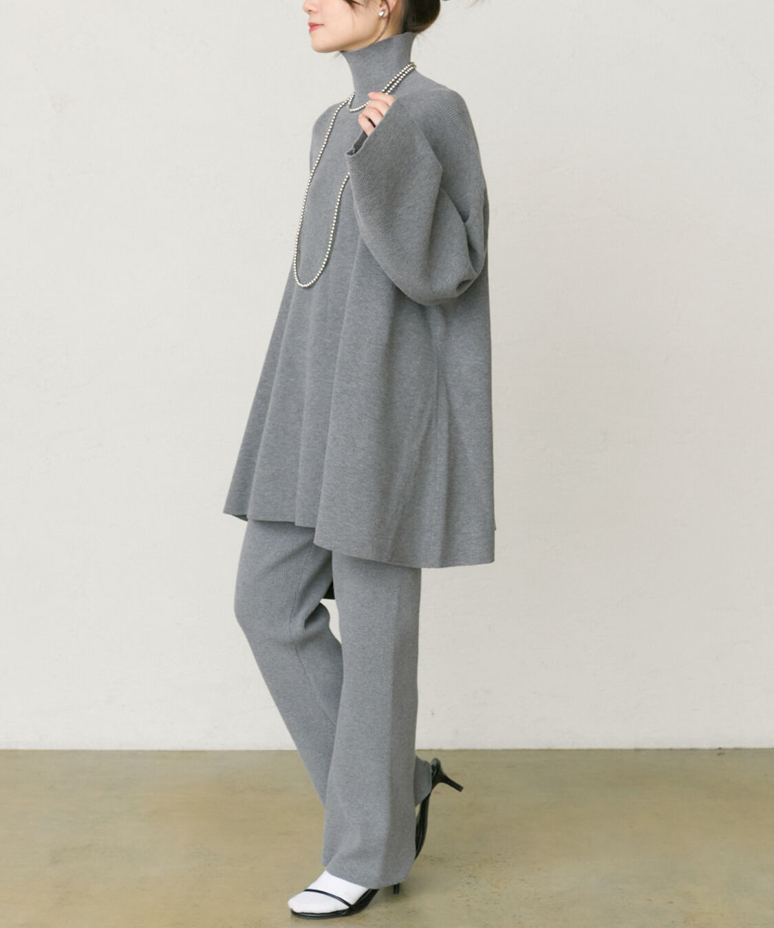  「【セットアップ対応】ハイネックフレアニットプルオーバー」|ニット・セーター|