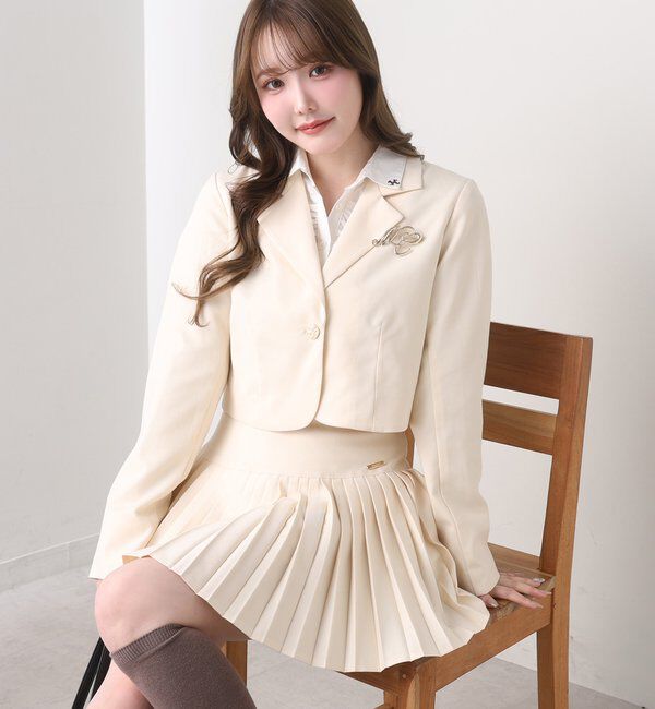  「ブローチ付きショートテーラージャケット/WEB限定リバイバル」|テーラードジャケット|