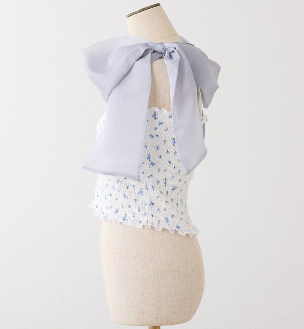  「肩リボン取り外し可能カップ付きシャーリングインナー」|プルオーバー|