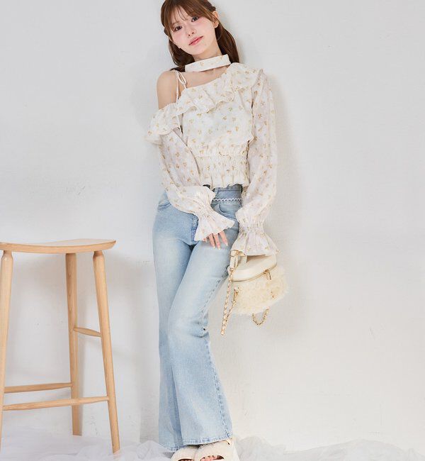  「【SMサイズ展開あり】ウエストレースフレアデニム」|その他|