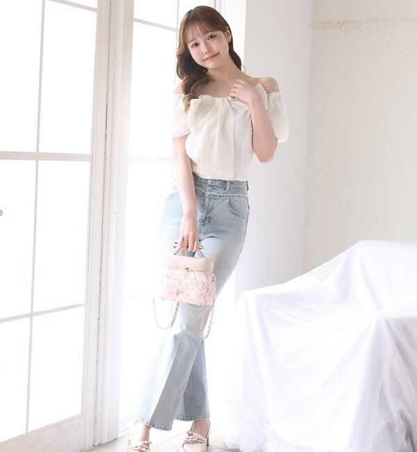  「【SMサイズ展開あり】ウエストレースフレアデニム」|その他|