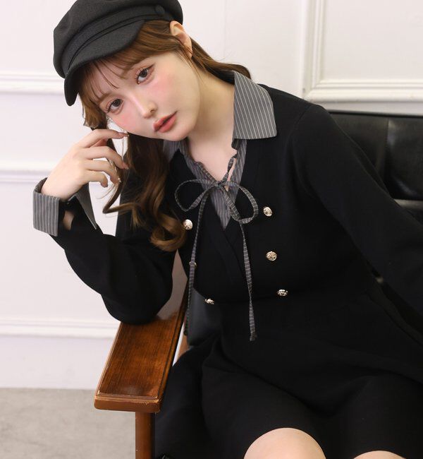  「【SMサイズ展開あり】シャツドッキングミニワンピース」|ワンピース|