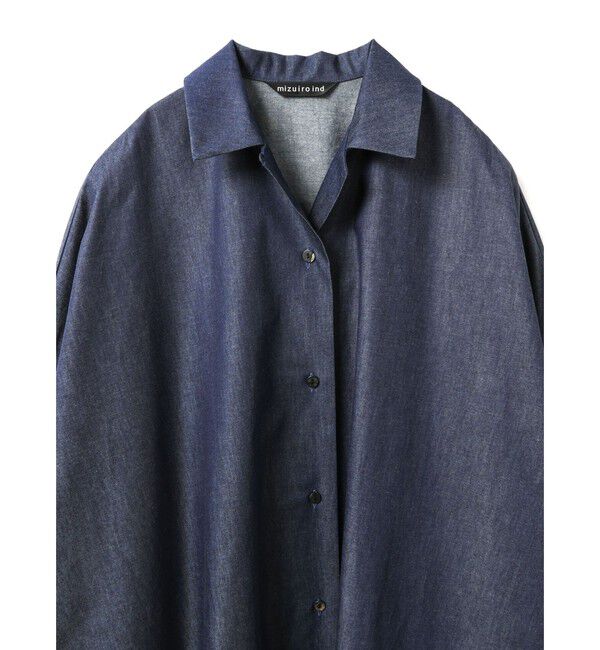 mizuiro ind「mizuiro ind デニムワイドシャツコート」|ワンピース|