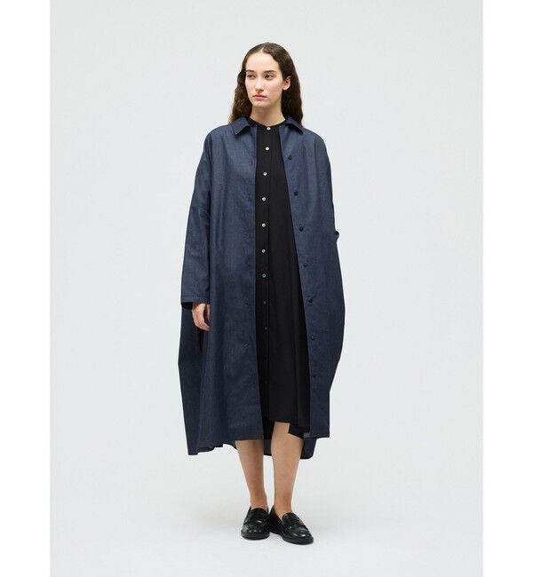 mizuiro ind「mizuiro ind デニムワイドシャツコート」|ワンピース|