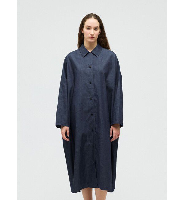 mizuiro ind「mizuiro ind デニムワイドシャツコート」|ワンピース|