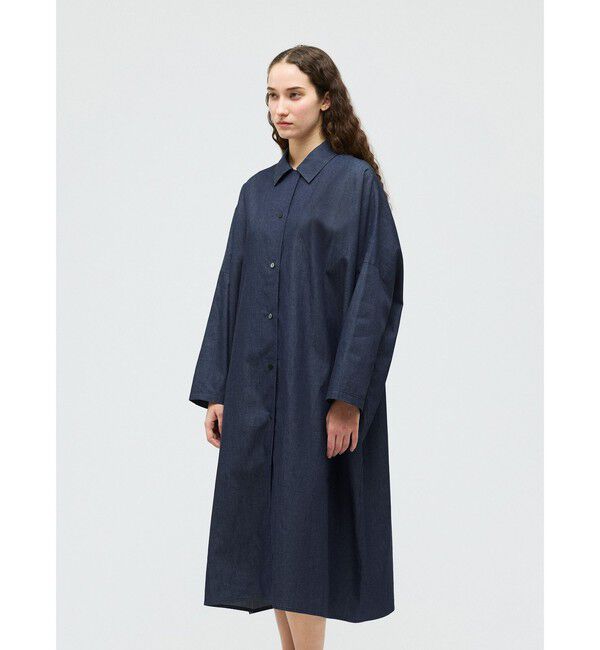 mizuiro ind「mizuiro ind デニムワイドシャツコート」|ワンピース|