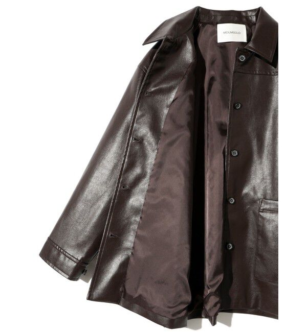 MIDIUMISOLID「MIDIUMISOLID for Ladies シンセティックレザーオーバーサイズブルゾン」|テーラードジャケット|