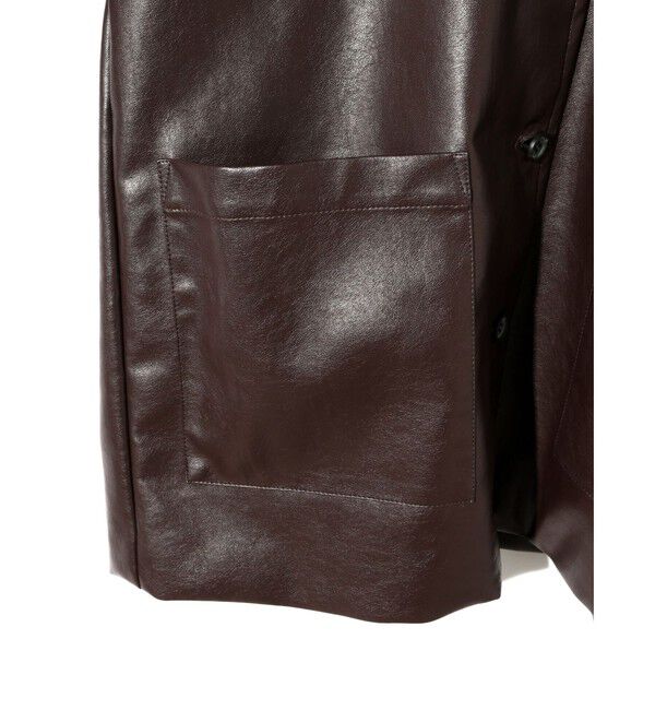 MIDIUMISOLID「MIDIUMISOLID for Ladies シンセティックレザーオーバーサイズブルゾン」|テーラードジャケット|