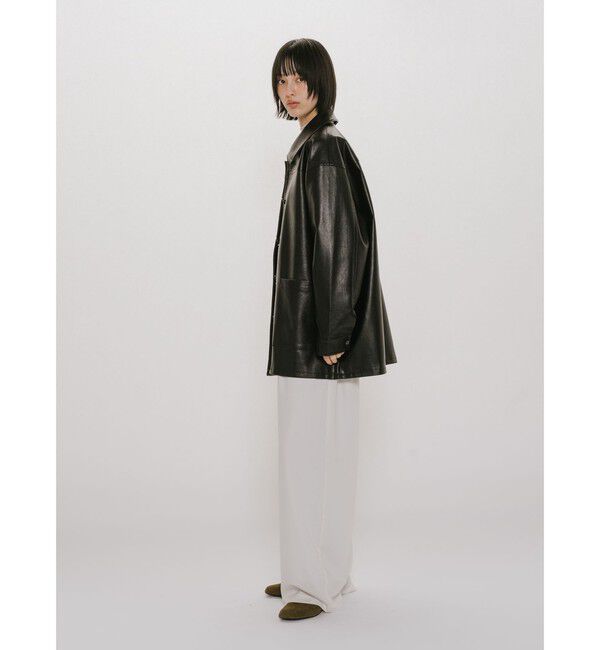 MIDIUMISOLID「MIDIUMISOLID for Ladies シンセティックレザーオーバーサイズブルゾン」|テーラードジャケット|