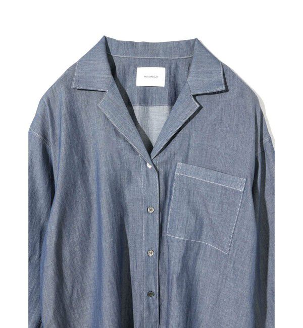 MIDIUMISOLID「MIDIUMISOLID for Ladies シアーデニムオープンカラーシャツ(BLEACH)」|シャツ・ブラウス|