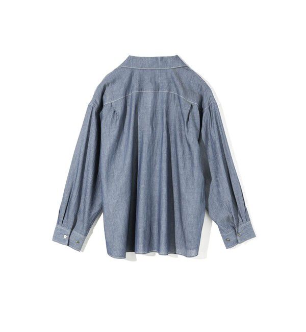MIDIUMISOLID「MIDIUMISOLID for Ladies シアーデニムオープンカラーシャツ(BLEACH)」|シャツ・ブラウス|