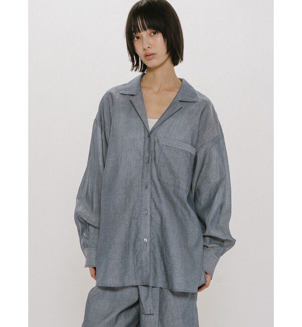 MIDIUMISOLID「MIDIUMISOLID for Ladies シアーデニムオープンカラーシャツ」|シャツ・ブラウス|