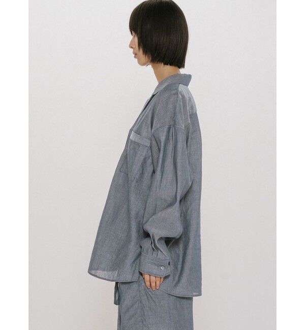 MIDIUMISOLID「MIDIUMISOLID for Ladies シアーデニムオープンカラーシャツ」|シャツ・ブラウス|