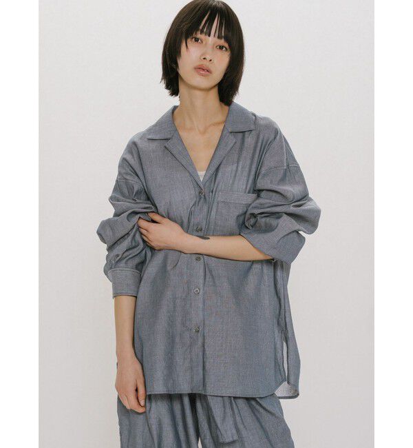 MIDIUMISOLID「MIDIUMISOLID for Ladies シアーデニムオープンカラーシャツ」|シャツ・ブラウス|