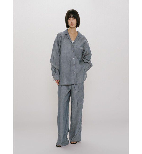 MIDIUMISOLID「MIDIUMISOLID for Ladies シアーデニムオープンカラーシャツ」|シャツ・ブラウス|