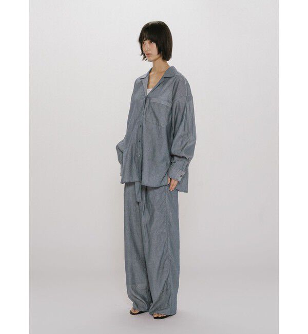 MIDIUMISOLID「MIDIUMISOLID for Ladies シアーデニムオープンカラーシャツ」|シャツ・ブラウス|